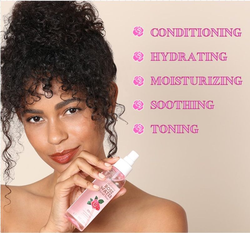 NATURE WELL Rose Water Hydrating Facial Toner Mist for Dewy &amp; Radiant Skin, 100% Vegan, Refreshing, Conditioning, Soothing, Redness Reducing, Perfect for Travel, 4 Fl Oz