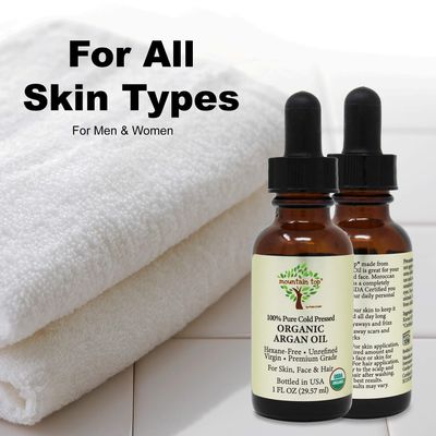 MOUNTAIN TOP Argan Oil USDA Organic 100% Pure Cold Pressed Unrefined - Premium Grade Pure Moisturizer for Dry & Damaged Skin, Hair, Face, Body, Scalp & Nails