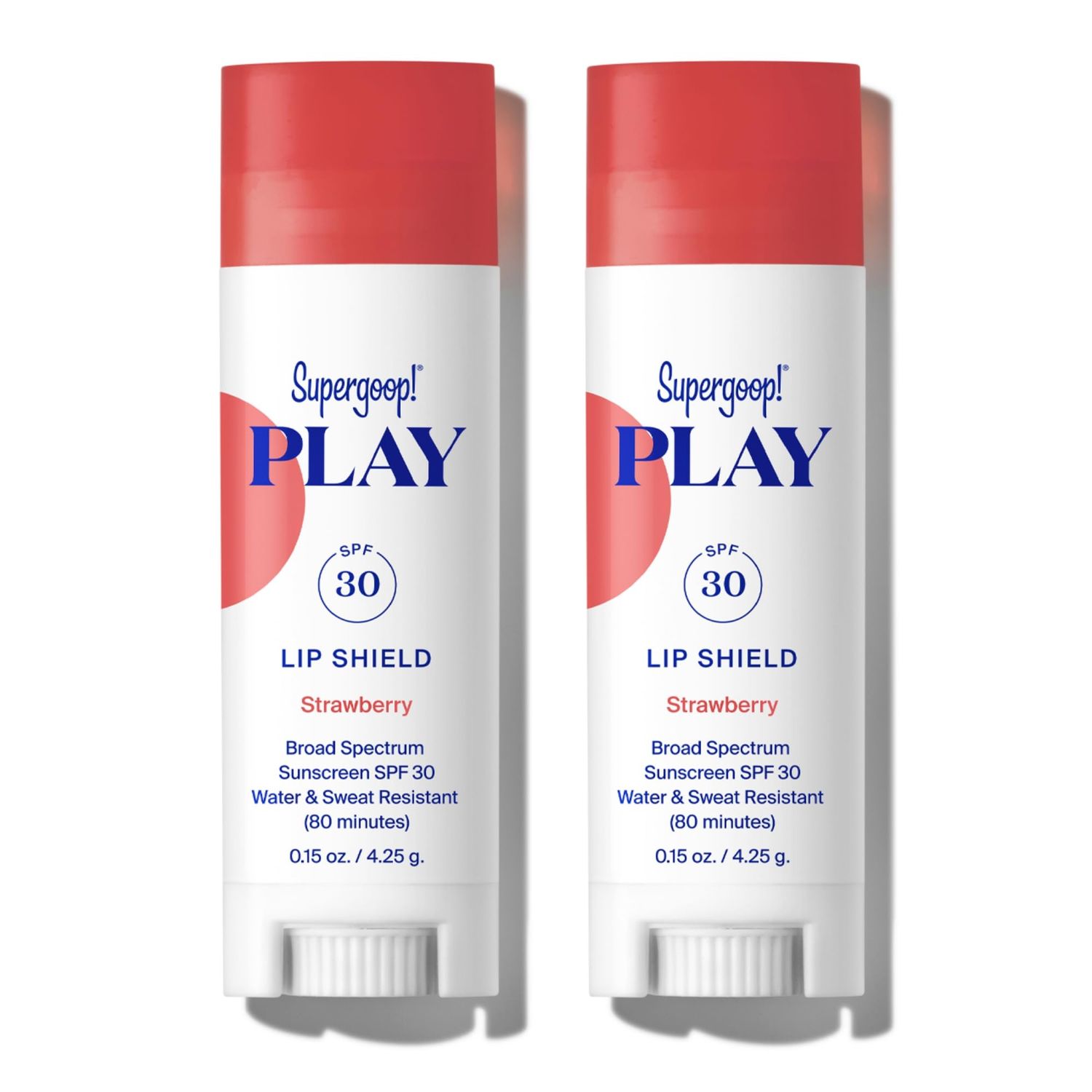 Supergoop! PLAY Lip Shield SPF 30 with Strawberry - Pack of 2 - Moisturizing Lip Treatment for Dry Cracked Lips - Clean Ingredients &amp; Broad Spectrum UV Protection