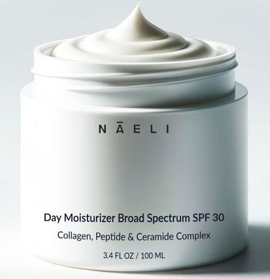 NAELI Face Moisturizer with SPF 30, Anti Aging Collagen &amp; Peptide Cream, Reduces Wrinkles - Lightweight Skin Hydration with Hyaluronic Acid, Paraben Free &amp; Non-Comedogenic Sunscreen, 3.4 oz