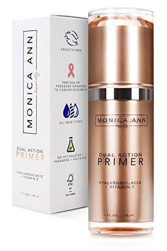 Monica Ann Beauty Dual-Action Face Primer - 30 mL | Hydrating Makeup Primer With Vitamin C &amp; Hyaluronic Acid | Smoothing Translucent Matte Pore Minimizer | Foundation Primer For Any Skin Tone