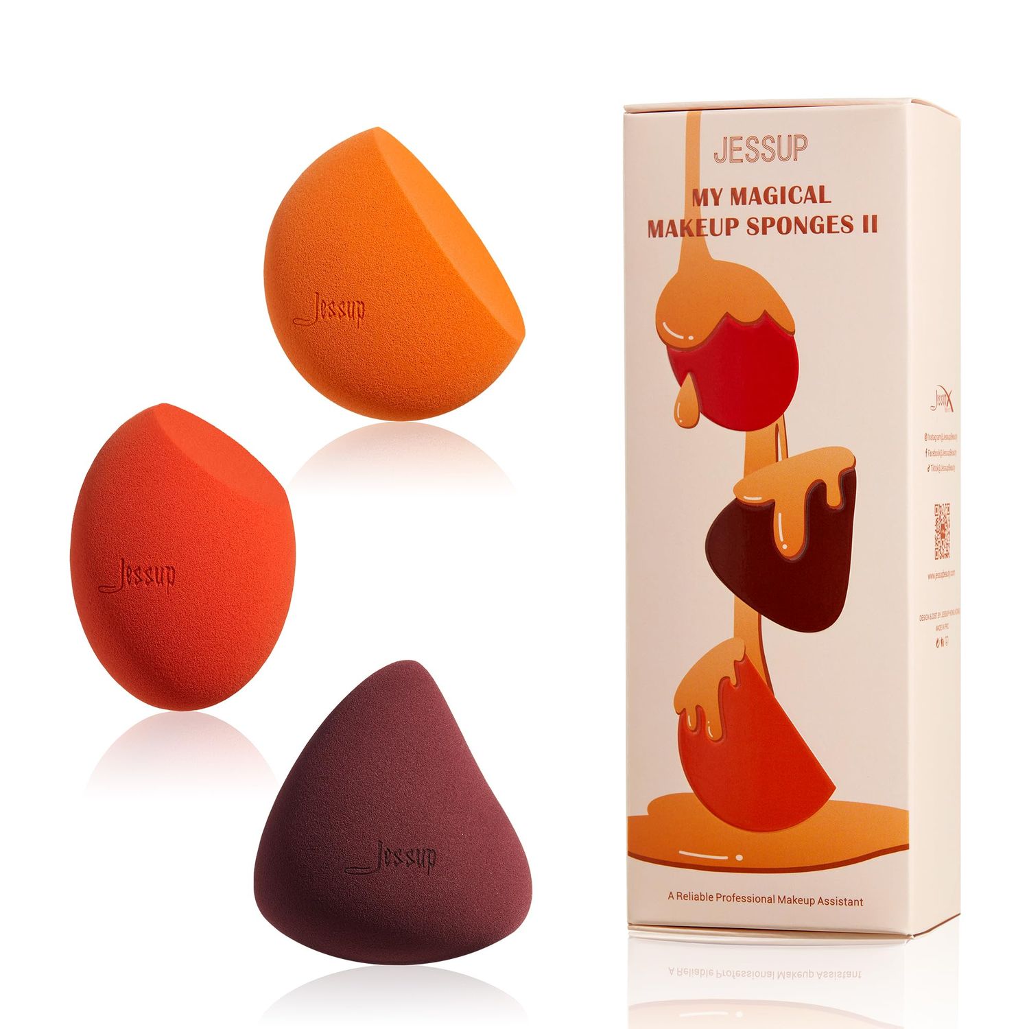 Jessup Makeup Sponge Set, 3pcs Make up Sponges for Face Soft Beauty Sponges Foundation Sponge Makeup Blender Concealer Sponge, SP013