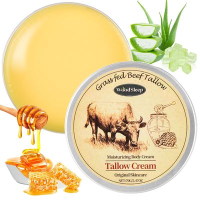 ZEVOFIUR Beef Tallow and Honey Balm for Skin,Beef Tallow Beeswax and Honey,Organic Grass-Fed Beef Tallow Balm with Raw Honey Moisturizing CreamWith Honey Face Body Moisturizer 2.5oz