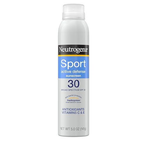 Neutrogena Sport Active Defense SPF 30 Sunscreen Spray, Sweat &amp; Water Resistant Spray Sunscreen with Broad Spectrum UVA/UVB Sun Protection for Sunburn Prevention, Oxybenzone-Free, 5.0 oz