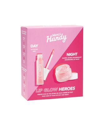 Merci Handy - Lip Glow Heroes - Lip Gloss (0.13 fl oz) - Nourishing Lip Balm (10 g) - Moisturizer - 97% natural ingredients - Day and Night Lip Care Kit - Soft Lips