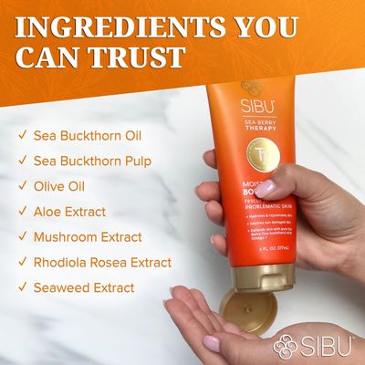 sibu Moisturizing Body Cream, Lotion Made From Premium Himlayan Sea Buckthorn (6oz) - Lightweight &amp; Hydrating Moisturizer That Protects &amp; Repairs Skin
