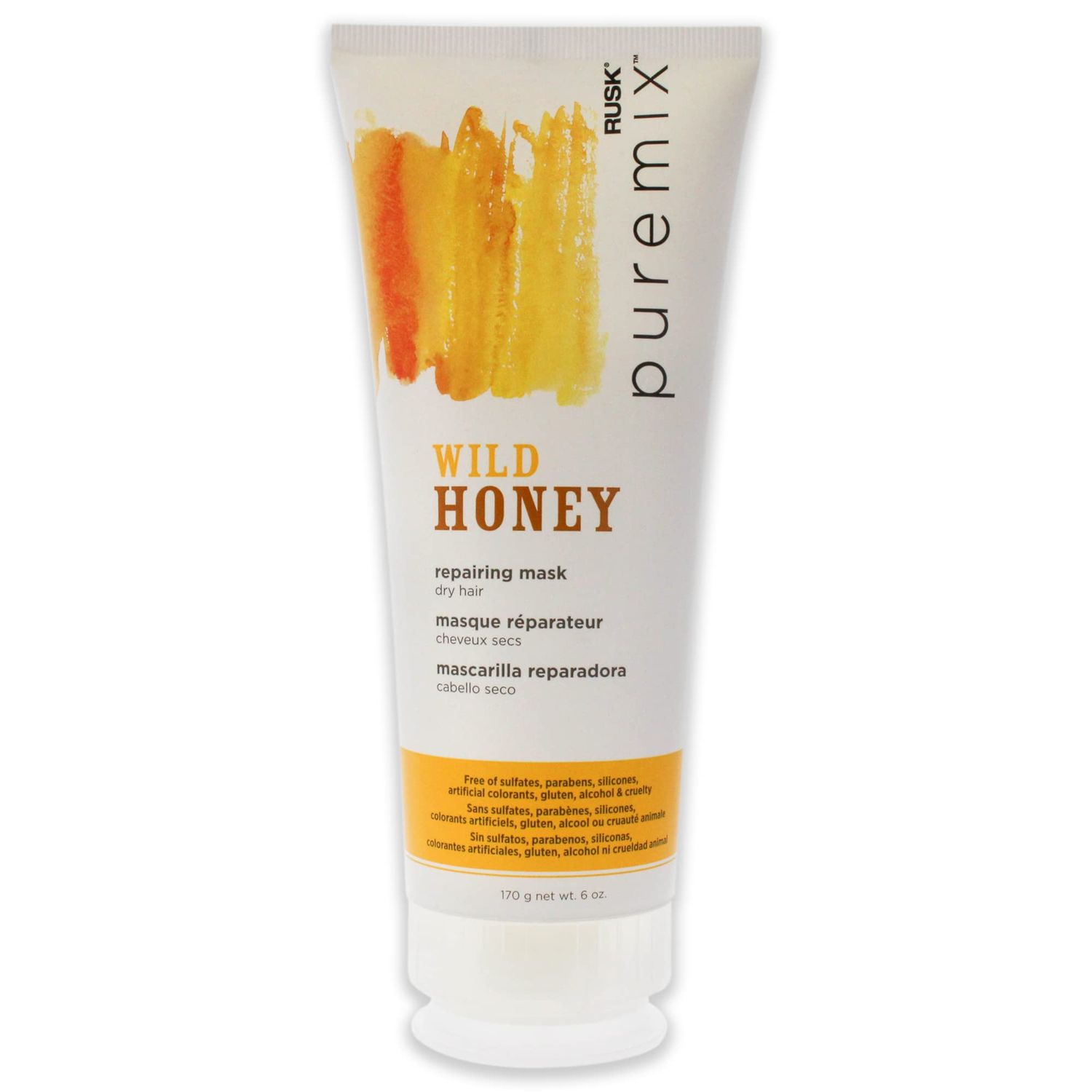 RUSK PUREMIX Wild Repairing Mask for Dry Hair, Formulated with Honey &amp; Natural Antioxidants to Smooth, Deeply Moisturize and Repair Damaged Hair Cuticle Layer, 6 Oz