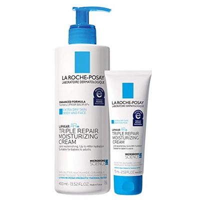 La Roche-Posay Lipikar Daily Repair Moisturizing Lotion Full Size &amp; Travel Size Skin Care Set, Body Lotion for Dry Skin &amp; Eczema, With Niacinamide &amp; Shea Butter for All Day Hydration, Gift Set