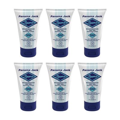 Panama Jack Sport Sunscreen Lotion - SPF 100, Broad Spectrum UVA/UVB Protection, Non-Greasy, PABA, Paraben, Gluten &amp; Cruelty Free, 3 FL OZ (Pack of 6)