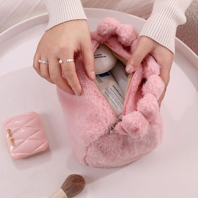 NTRUEML Cute Plush Makeup Bag Travel Skincare Storage Bag Travel Cosmetics Portable Storage Bag