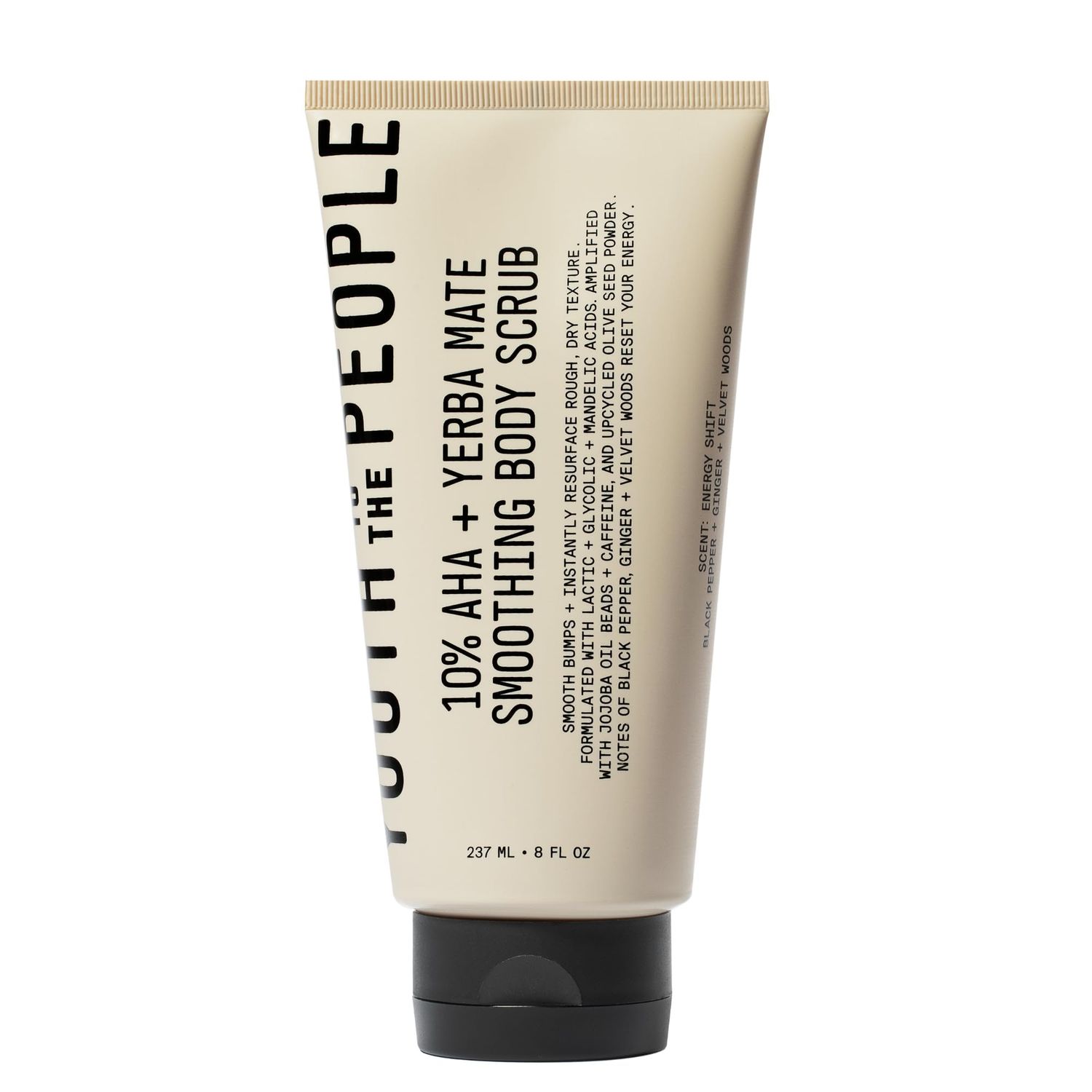 Youth To The People 10% AHA + Yerba Mate Smoothing Energy Body Scrub - Exfoliates Rough/Dry Texture - Invigorating Scent - Suitable for Sensitive + Keratosis Pilaris Skin - Superfoods, Vegan (8 fl oz)
