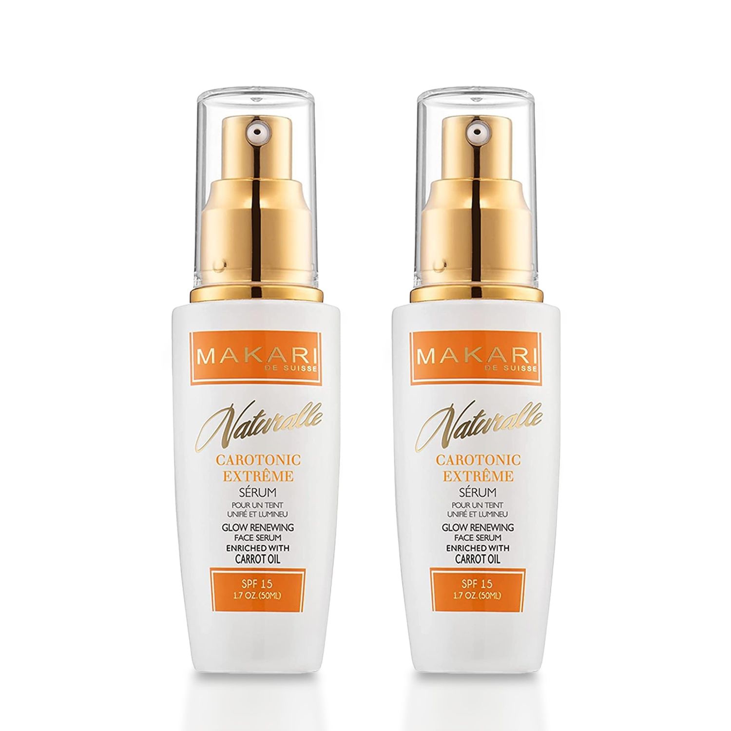Makari Naturalle Carotonic Extreme Brightening Serum SPF15 (1.7 Oz) 2 Pack, Helps Heal Blemishes, Scars and Imperfections | Brightens, Smoothens, &amp; Gives Antioxidant Protection