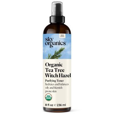 Sky Organics Organic Tea Tree &amp; Witch Hazel for Face, Purifying Facial Toner to Hydrate, Soothe, Cleanse and Balance Blemish-Prone Skin, Helps Minimize The Appearance of Pores, 8 fl oz