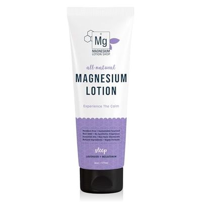 Lavender + Melatonin Magnesium Lotion | 250 mg Magnesium and 3 mg Melatonin per Teaspoon | Melatonin Lotion Lavender Magnesium Cream | 6 oz Bottle of Magnesium Lotion for Sleeping (Lavender Melatonin)