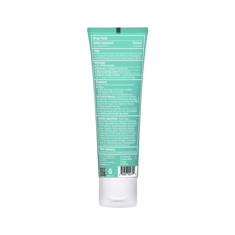 Thinkkids Safe Mineral Sunscreen SPF 50+, 3 Fl Oz, Natural, Water Resistant Reef Safe Sunscreen for Children, Broad Spectrum UVA/UVB Sun Screen