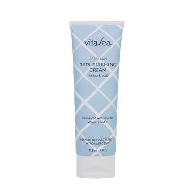 VitaSea After Sun Replenishing Cream for Face and Body, Refresh, Hydrate & Soothe Heat Exposed Skin, Fast-Absorbing Vegan After Sun Care, Formulated with Sea Kelp, Vitamin E & C, 4 Fl Oz