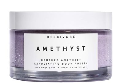 HERBIVORE Amethyst Exfoliating Gemstone Body Scrub - Crushed Amethyst &amp; Epsom Salt, Hydrate &amp; Exfoliate, Plant-based, Vegan, Cruelty-Free, 6.6 oz