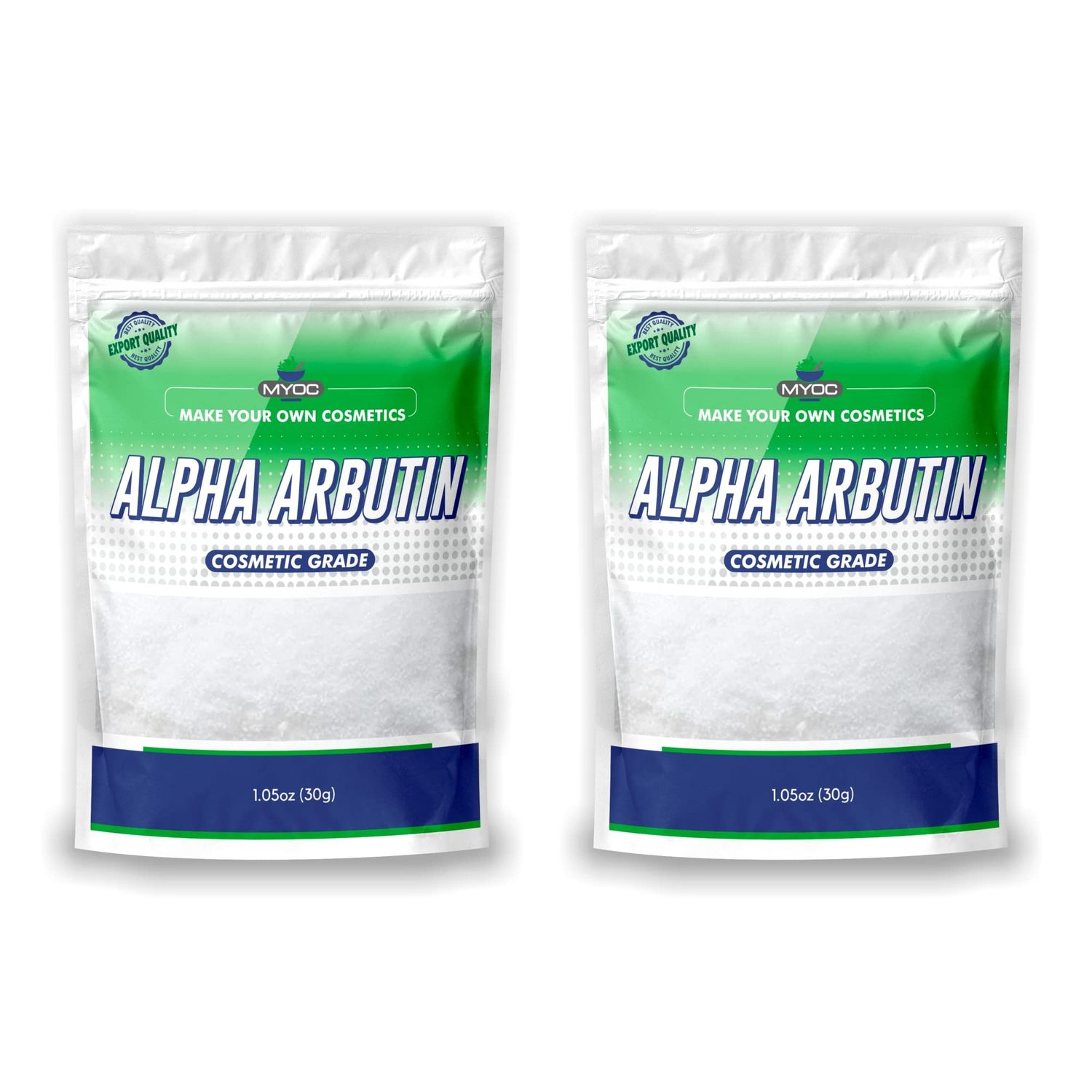 MYOC Pure Alpha Arbutin 940-30 Gm (1.05 Oz) | Pack of 2, Alpha Arbutin for Serum, Alpha Arbutin for Cosmetic, Alpha Arbutin for Skin &amp; Hair Care Product, Alpha Arbutin Bulk