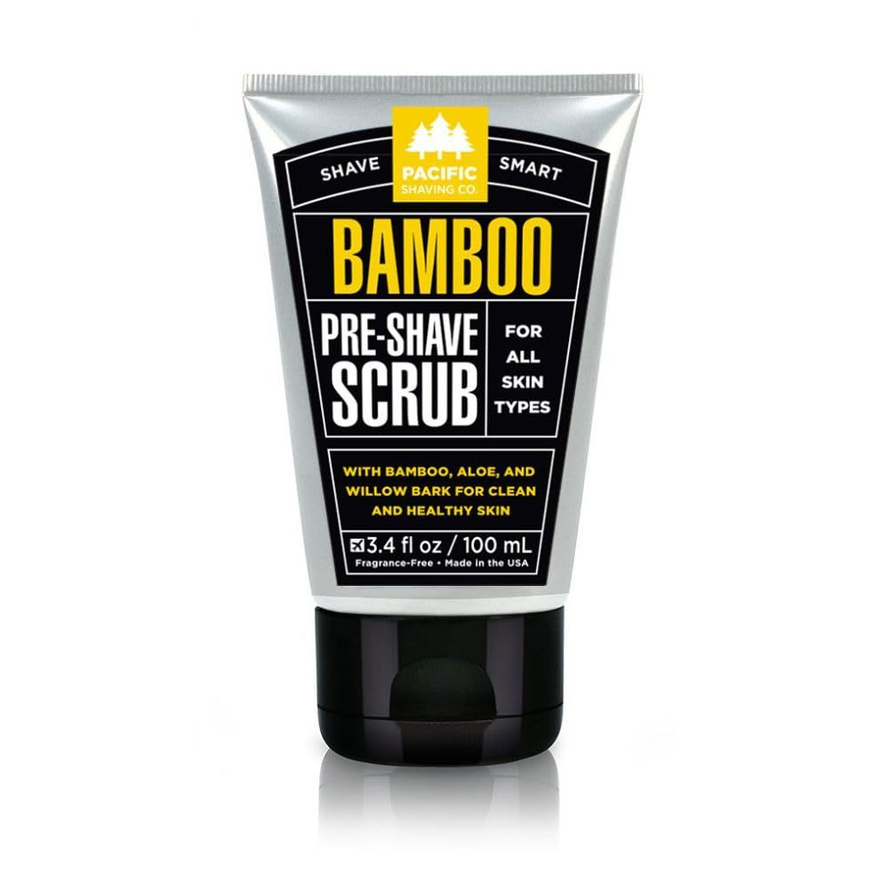 Pacific Shaving Company Bamboo Pre-Shave Scrub - Exfoliating Face Scrub &amp; Cleanser - Daily Face Wash for Men with Aloe Vera &amp; Willow Bark Extract - Soothes, Moisturizes &amp; Controls Blemishes (3 Oz)