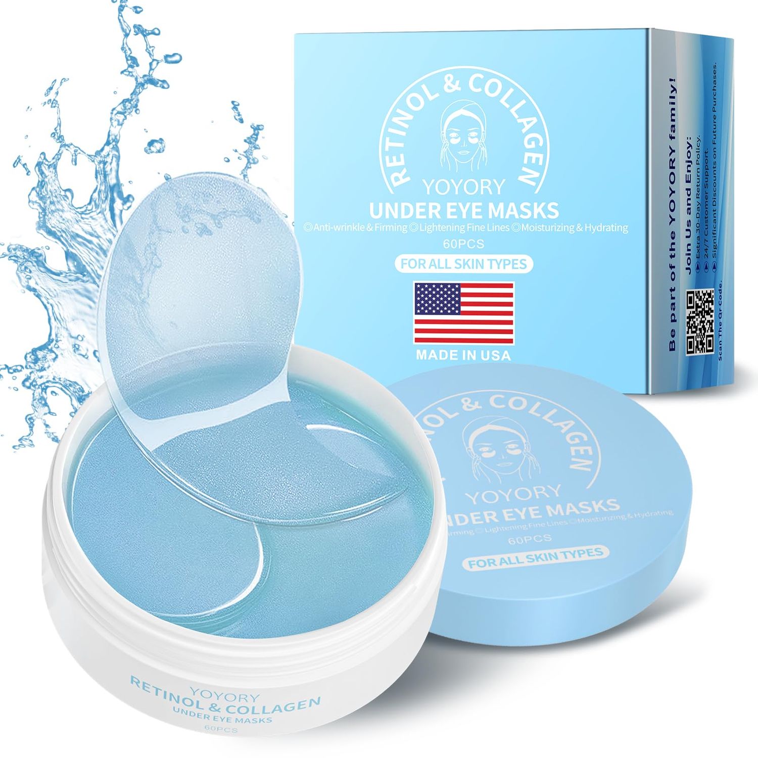 YOYORY Under Eye Patches Masks - for Dark Circles, Puffy Eyes, Fine Lines, Wrinkles, Eye Bags Treatment with Collagen and Hyaluronic Acid, Moisturizing and Hydrating (60 Pcs)