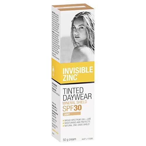Invisible Zinc Light Tinted Daywear SPF 30+ - Daily Moisturizer with Sun Protection &amp; Sheer Foundation to prevent appearance of Premature aging caused by Harmful UV Rays - 50g