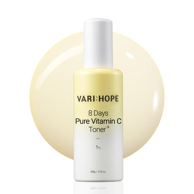 VARIHOPE 8 Days Pure Vitamin C Toner (3.5oz) - Hydrating, Mildly Acidic, Soothing Toner. Korean Skin Care. Stabilized Vitamin C, Kakadu Plum, Beta-Glucan.