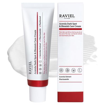RAVIEL Acerola Blemish &amp; Dark Spot Care Cream | Anti-Wrinkle | Niacinamide for Deep Hydration &amp; Brightening for All Skin Types | Daily Moisturizer, Korean Skincare (1.69 fl oz, Pack of 1)