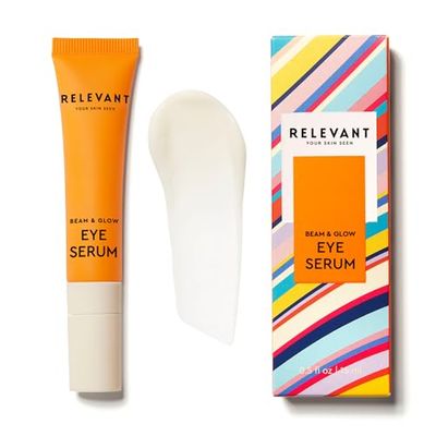 RELEVANT Hydrating Eye Serum for Dark Circles, Puffiness, Fine Lines, Wrinkles &amp; Sunspots with Plumping Peptides, De-Puffing Caffeine, Banana Extract - Anti Aging Serum Under Eye Cream Vegan Skin Care