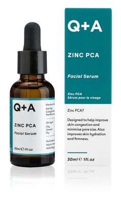 Q+A Zinc PCA Facial Serum - Reduces Pores &amp; Blemishes, Balances Oily Skin, Anti-Aging with Reishi, Shiitake Mushrooms &amp; Vegetable Collagen, Hydrating &amp; Non-Drying Formula, 1fl.oz