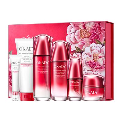 R RadiantRise Ginseng Anti-Aging Skincare Set For Women 6-In-1 Skin Care Kit Moisturizing Reviving Smooth Skin Valentine&#39;s Day Gift