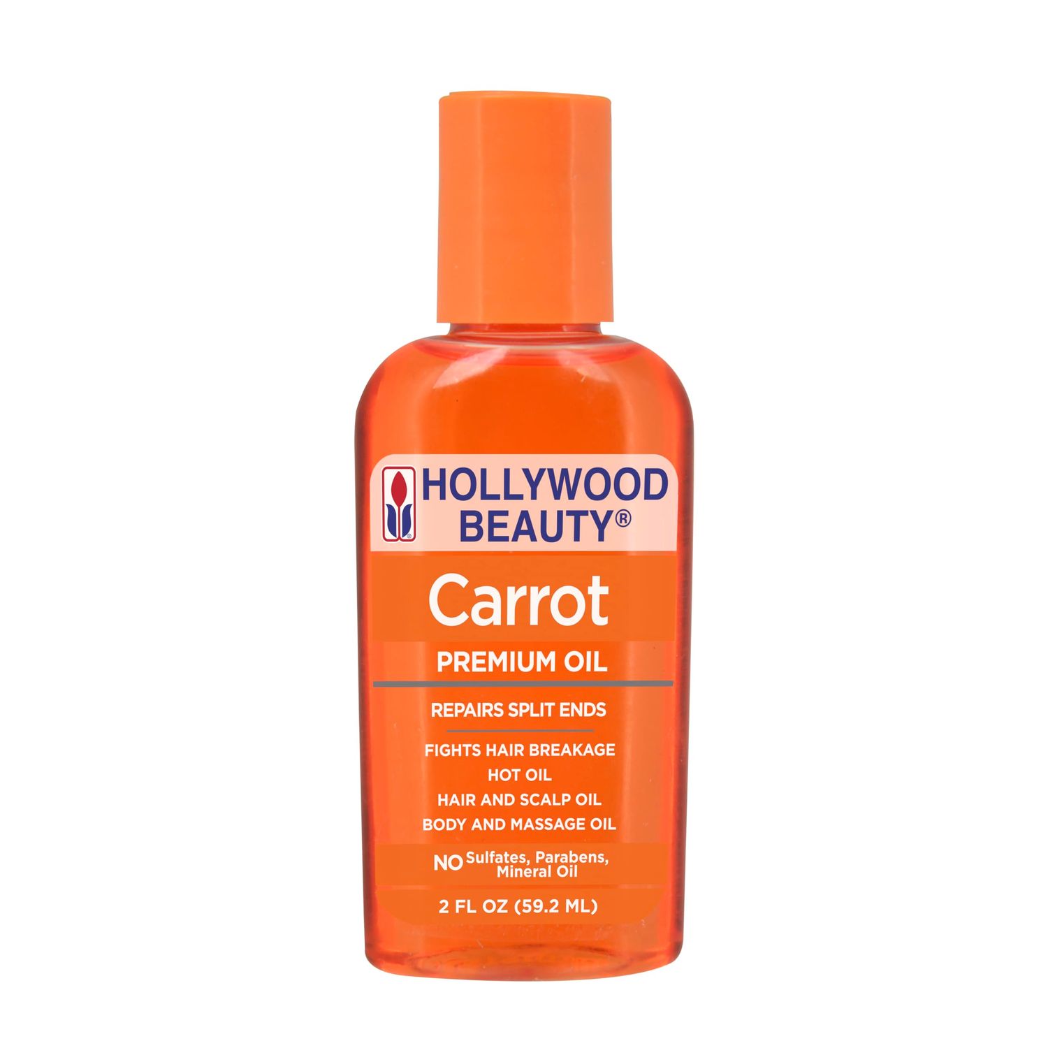 Hollywood Beauty Carrot Hair Oil, 2oz Bottle, Hair, Scalp, Skin, Nail, &amp; Massage Oil, Helps Repair Damaged Hair &amp; Skin, Can be Used as a Hot Oil Treatment