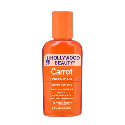 Hollywood Beauty Carrot Hair Oil, 2oz Bottle, Hair, Scalp, Skin, Nail, &amp; Massage Oil, Helps Repair Damaged Hair &amp; Skin, Can be Used as a Hot Oil Treatment