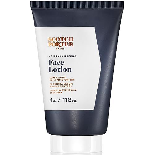 Scotch Porter Moisture Defend Face Lotion for Men | Controls Shine, Sooths &amp; Evens Out Skin Tone | Free of Parabens, Sulfates &amp; Silicones | Vegan | 4oz Bottle