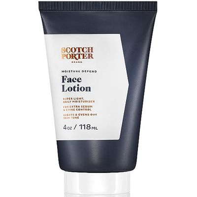 Scotch Porter Moisture Defend Face Lotion for Men | Controls Shine, Sooths &amp; Evens Out Skin Tone | Free of Parabens, Sulfates &amp; Silicones | Vegan | 4oz Bottle