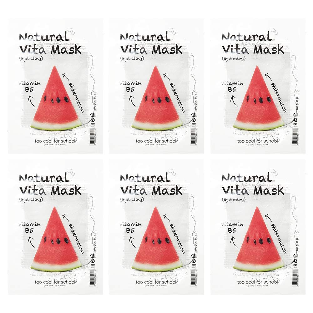 Too Cool For School] [6 Masks Natural Vita Mask - Hydrating [Vitamin B5, Watermelon] 23ml (0.77 fl. oz.)