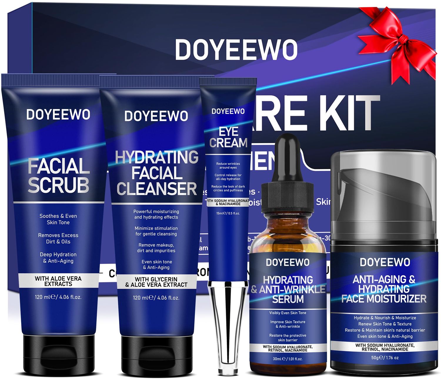 Skin Care for Men,Professional Mens Skin Care Set for Hydrating,Anti-Aging &amp; Wrinkle Facial Skin Care Routine Kit,Christmas Birthday Fathers Day Valentines Day Gifts for Men Him Dad Boyfriend Husband