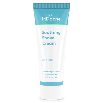 MDacne Shaving Cream for Acne-Prone Skin - Soothing, Oil-Free, Eliminates Razor Burn, Cuts &amp; Infections - Reduce Skin Irritation &amp; Prevent Shave Bumps &amp; Nicks - Vegan, Paraben-Free &amp; Cruelty-Free