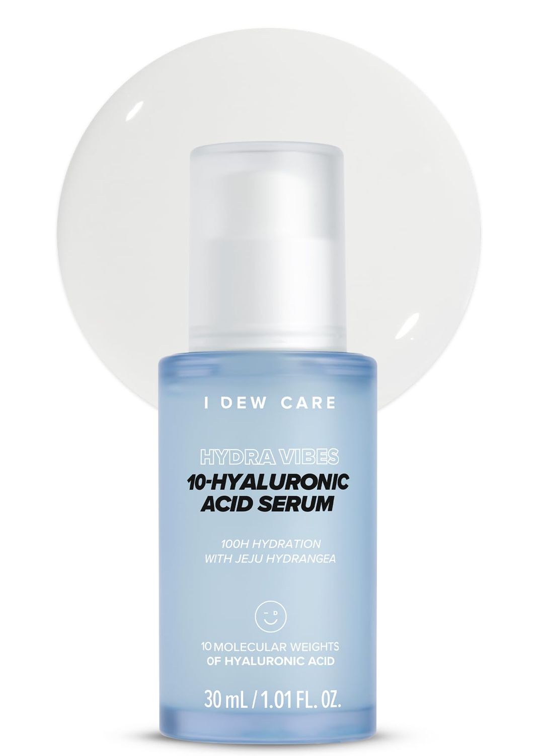 I DEW CARE Korean Hyaluronic Acid Face Serum - Hydra Vibes 10-Hyaluronic Acid Serum | Jeju Hydrangea, Moisturizing, Glass Skin, Korean Skin Care, Vegan, Cruelty-Free, 1.01 fl. oz.