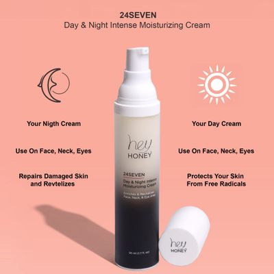 Hey Honey,24Seven,Honey Day &amp; Night Cream.For face, neck &amp; eye area.Rich Pro-Beautiful-Aging moisturizer designed for use day &amp; night. 1.7 oz