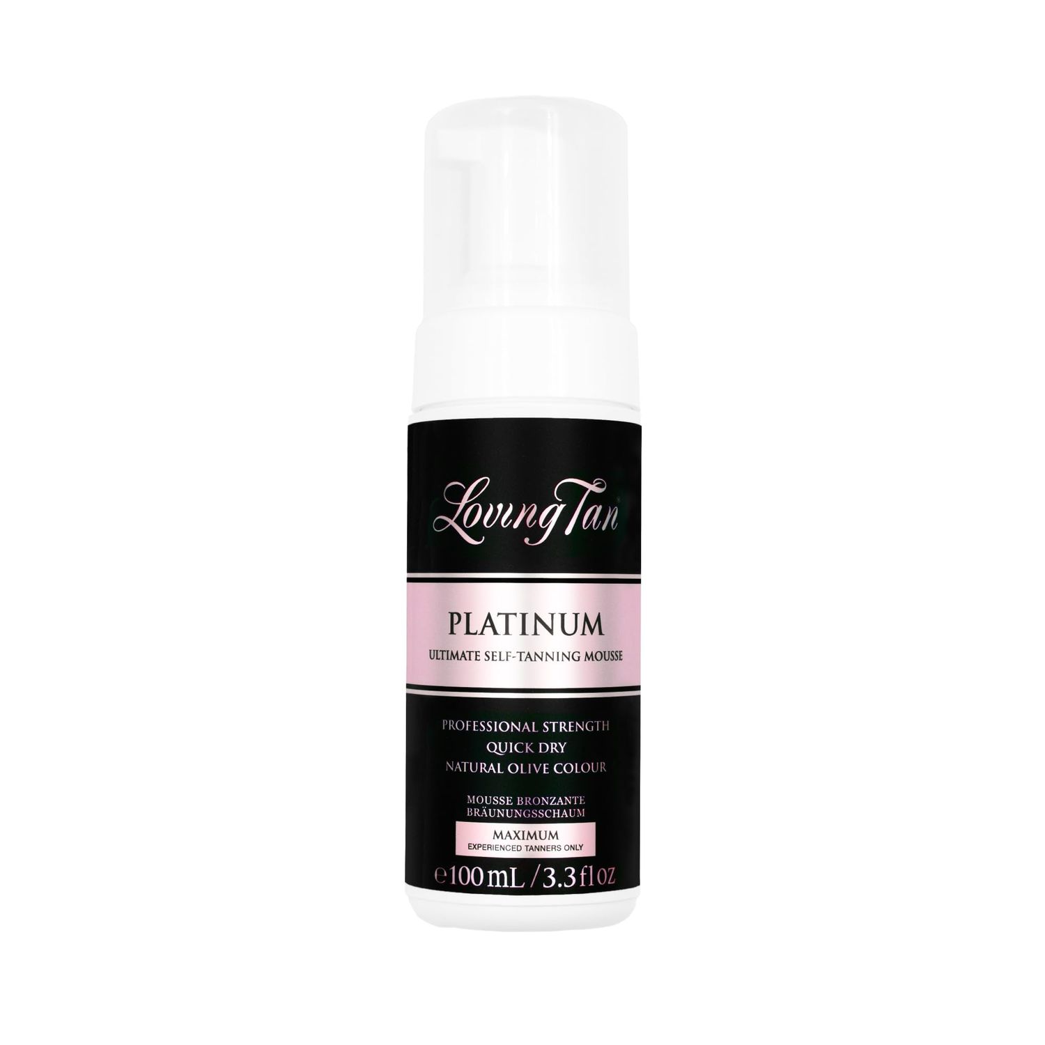 Loving Tan Platinum Mousse, Dark - Streak Free, Natural Looking, Professional Strength Sunless Tanner - 5+ Self Tan Applications per Bottle, Cruelty Free, Naturally Derived DHA - 3.3 Fl Oz