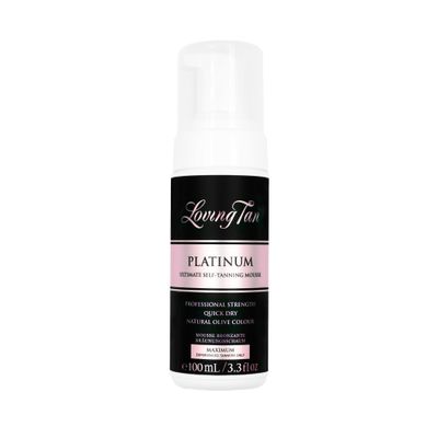Loving Tan Platinum Mousse, Dark - Streak Free, Natural Looking, Professional Strength Sunless Tanner - 5+ Self Tan Applications per Bottle, Cruelty Free, Naturally Derived DHA - 3.3 Fl Oz