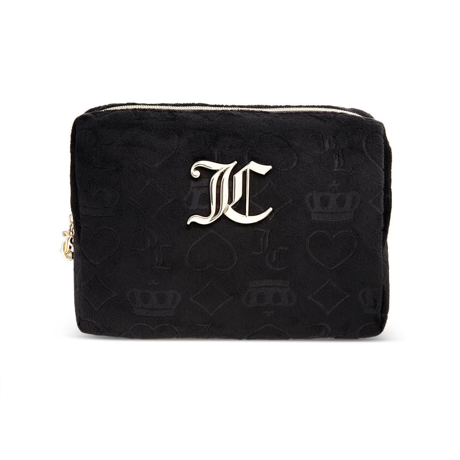 Juicy Couture Women&#39;s Cosmetics Bag - Travel Makeup and Toiletries Clutch Wedge Pouch, Black