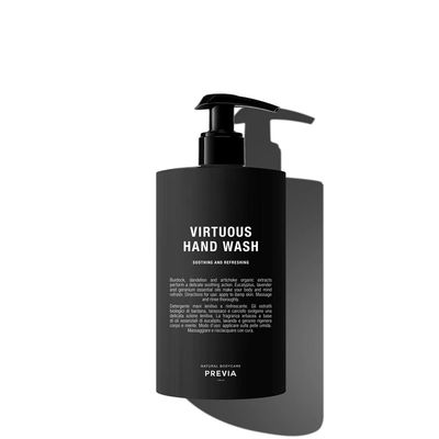 PREVIA Virtuous Hand Wash Nourishing &amp; Hydrating Soap for Dry Skin Lavender &amp; Geranium Essential Oils Vegan Natural Ingredients Gentle Skin Care Soap for Men &amp; Women 16.9 oz