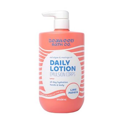 Seaweed Bath Co. Daily Lotion, Lime Papaya Scent, 30 Ounce, All Day Hydrating Hand &amp; Body Moisturizer for Dry Skin, with Red Algae &amp; Moringa Oil