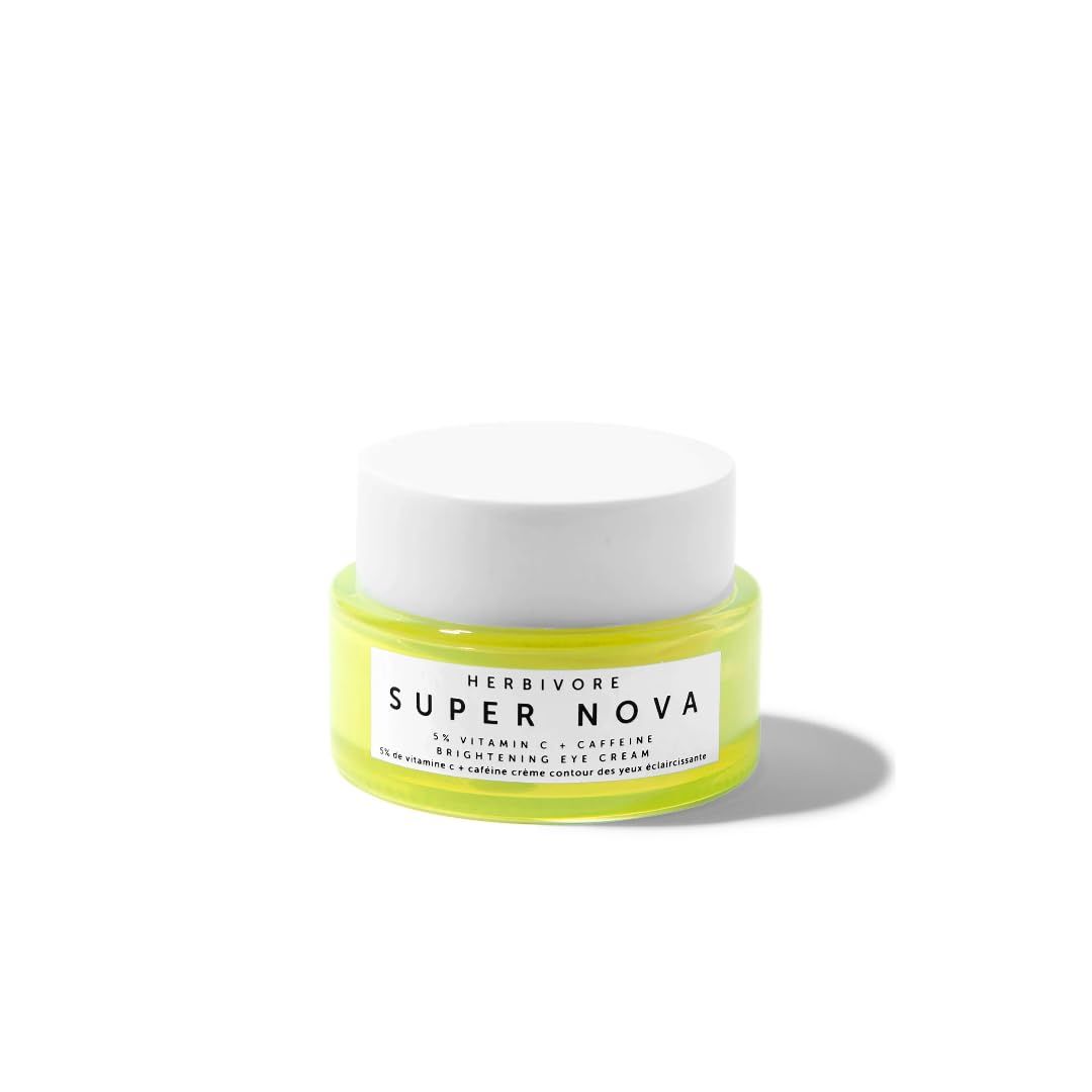 HERBIVORE Super Nova Eye Cream - 5% THD Vitamin C &amp; Caffeine, Reduces Dark Circles &amp; Puffiness, Brightens Eyes, Plant-based, Vegan, Cruelty-free, 15mL / 0.5 oz