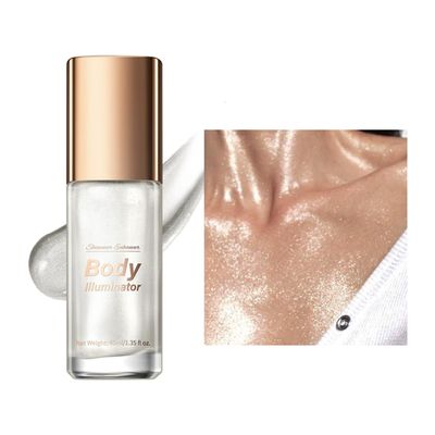 MAEPEOR Body Luminizer 5 Colors Smooth Subtle Shimmer Body Illuminator Moisturizing Long Lasting Summer Glow Illuminator For Face &amp; Body (40ML, 01 Silver)