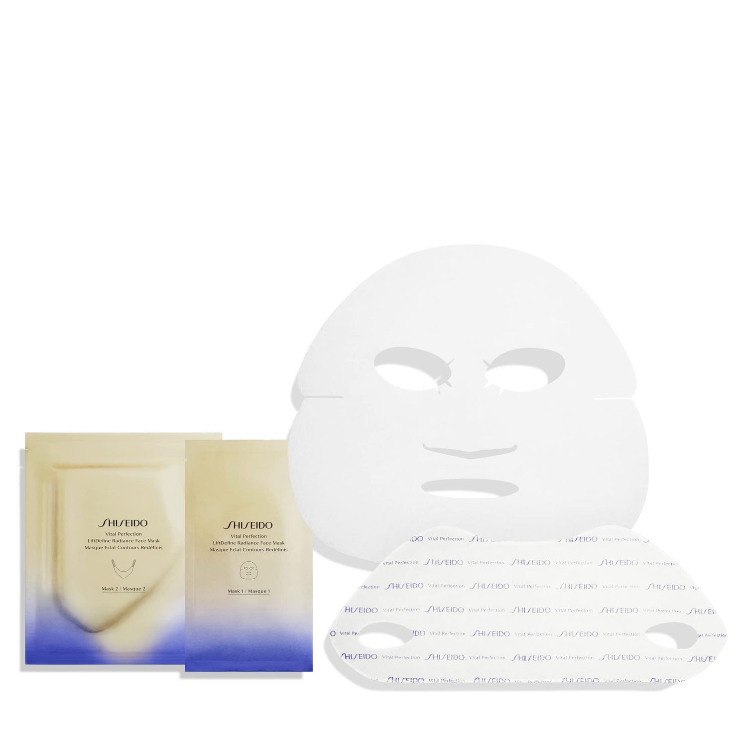 Shiseido Vital Perfection LiftDefine Radiance Face Mask - Includes Six Complete Face Masks - Instantly Effective Two-Piece Face &amp; Neck Sheet Mask for Lifting &amp; Firming
