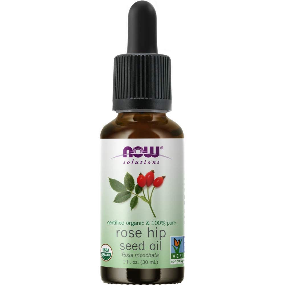 NOW Solutions, Organic Rose Hip Seed Oil, Certified Organic and 100% Pure, For Facial Care, Expeller Pressed, Vegan, Child Resistant Euro Dropper, 1-Ounce
