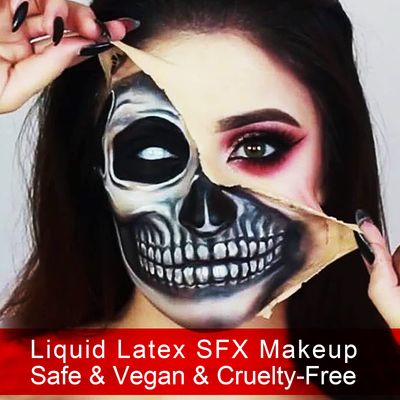 Yeweian Liquid Latex SFX Makeup Kit, 2.1Oz Latex Liquid with Coagulated Fake Blood Gel, Squirt Blood and Stipple Sponge, Halloween Monster Zombie Clown Makeup for Scald Burn Scar Wound,Cut,Skin Decay