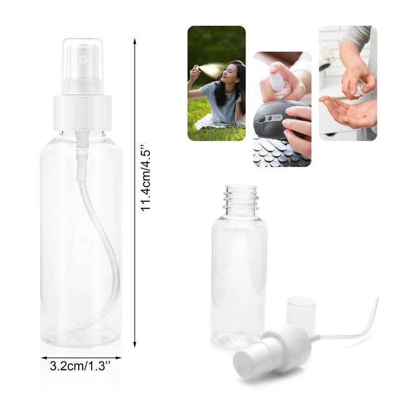 Quacc 3 PCS Small Spray Bottles Plastic Spray Bottles, 2 oz / 50 ml Clear Empty Fine Mist Mini Travel Bottle for Skincare Cleaning, Essential Oils, Rubbing Alcohol